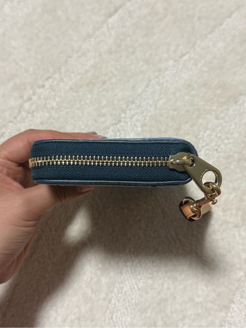 Coach Blue Signature Denim Wristlet - Picture 6 of 11